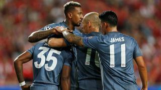 Con James Rodríguez: Bayern Munich le ganó 2-0 al Benfica en Lisboa por la Champions League 2018