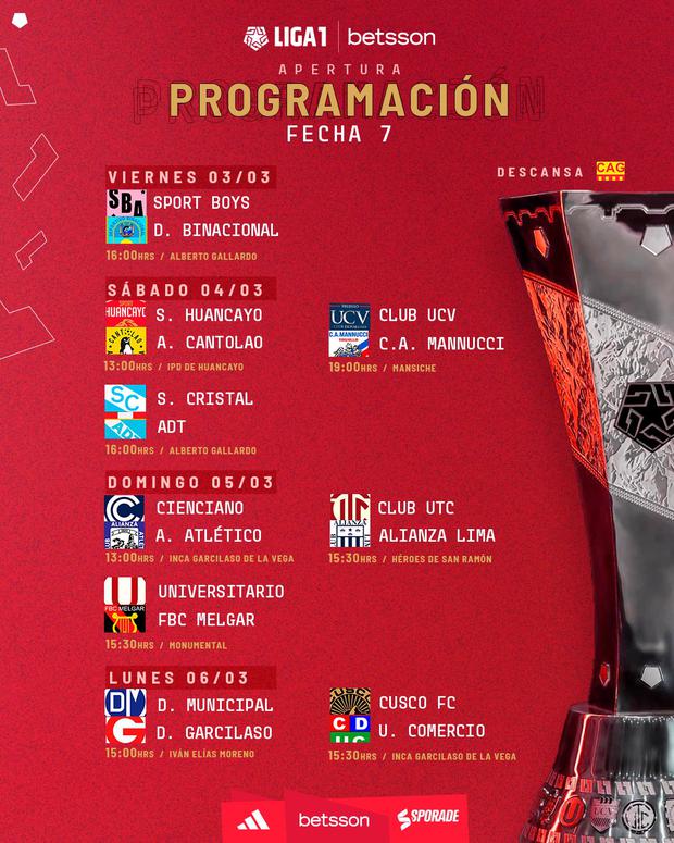 Programación de la fecha 7 del Torneo Apertura 2023.