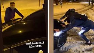 De no creer: jugadores de Getafe tuvieron que empujar carro enviado por LaLiga en medio de la nieve [VIDEO ]
