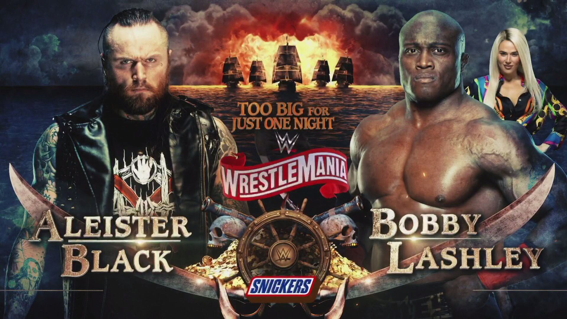 Póster oficial de la lucha entre Aleister Black y Bobby Lashley para WrestleMania 36. (Foto: WWE)