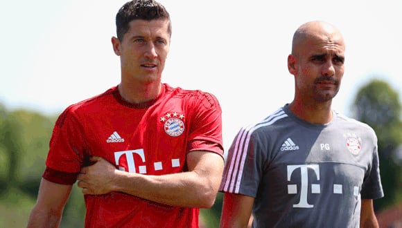 Guardiola y Lewandowski coincidieron tres temporadas en el Bayern Munich. (Foto: Getty Images)