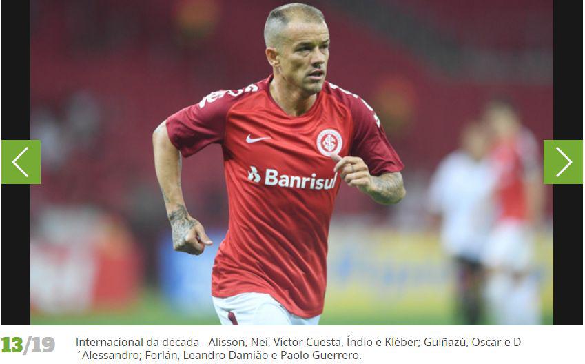 El equipo ideal de la década de Internacional para 'Lance'. (Captura)