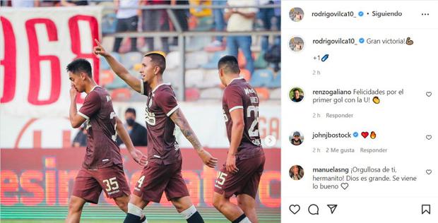 Rodrigo Vilca y el festejo en redes tras su primer gol con Universitario. (Captura: Instagram)