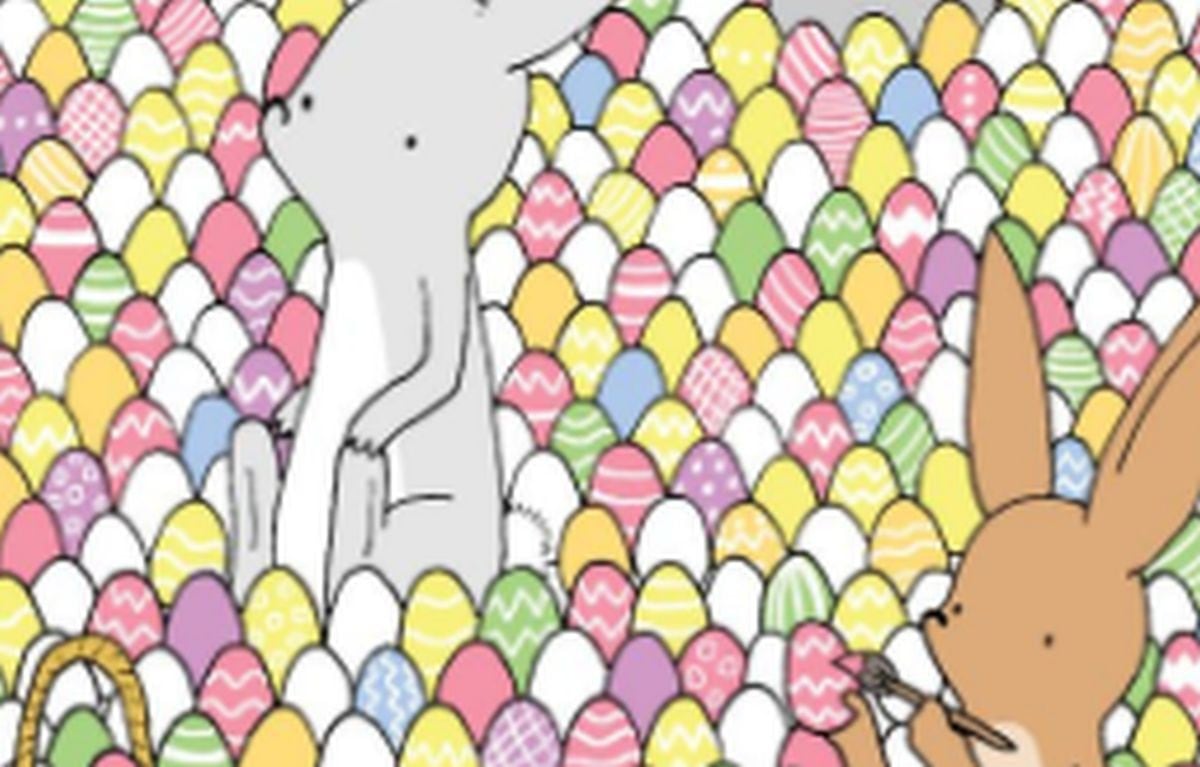 Desafío visual: halla el corazón escondido entre los huevos y conejos de la imagen. (Foto: Facebook)