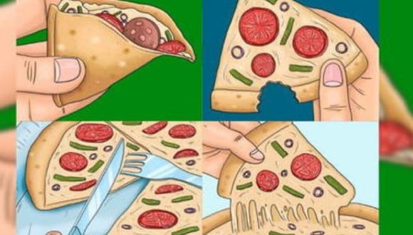Descubre lo que tu mente  oculta según este test visual de cómo coges la pizza al comer. (Foto: Genial.Guru)