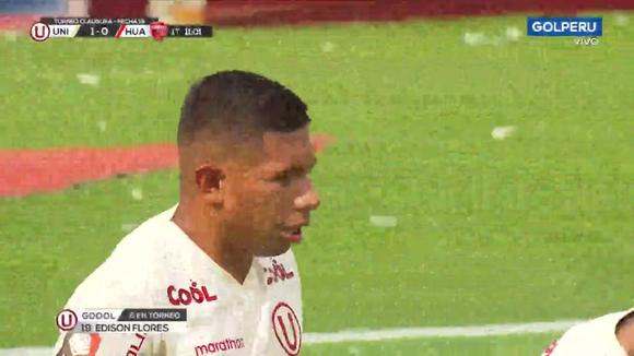 Edison Flores para marcar el 1-0 de Universitario sobre Sport Huancayo. (Video: GOLPERU)