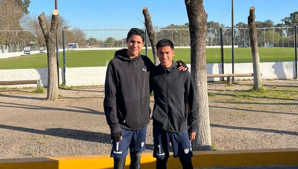 Alessandro Méndez y Stefano Velasco, en su primer día de trabajos con Quilmes Atlético. (Foto: Difusión)
