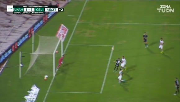 Iago Aspas se encargó de poner la paridad en el Pumas vs. Celta de Vigo (Foto: TUDN).