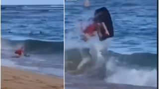 Lo más viral en TikTok: hombre quiso surfear en la playa pero ola lo devolvió con todo y tabla [VIDEO]