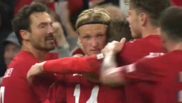 Goles de Dolberg y Skov Olsen para el 2-0 de Dinamarca vs. Francia en Copenhague. (Captura: ESPN)