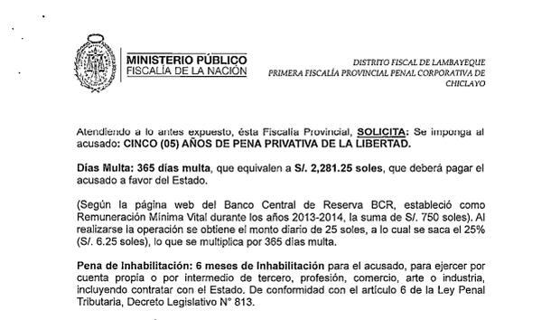 La resolución emitida por la Fiscalía Provincial de Chiclayo. (Foto: Fiscalía de la Nación)