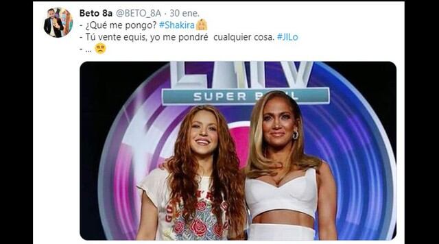 Las burlas a Shakira por su outfit sencillo frente a una elegante Jennifer López en la conferencia de prensa del Super Bowl 2020. (Foto: Redes sociales)