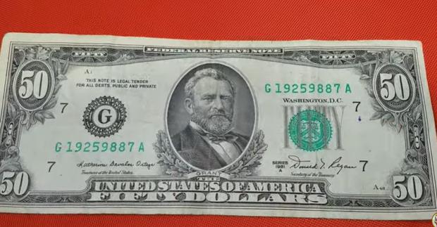 Ulysses Grant en el billete de 50 dólares (Foto: Beto coin/YouTube)