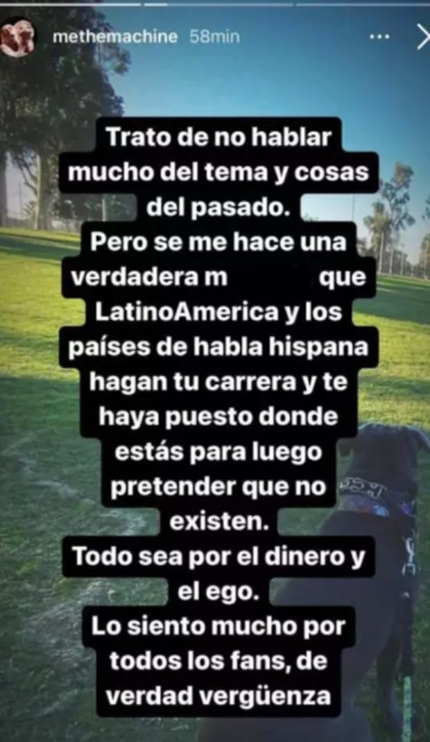 Captura de pantalla de la historia de Instagram de Ronald Duarte donde critica a los miembros de RBD por la elección de ciudades para su gira (Foto: Ronald Duarte / Instagram)