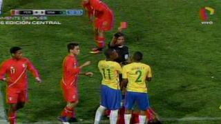 Selección Peruana Sub 17: brasileño fue expulsado por fuerte falta contra delantero de la bicolor