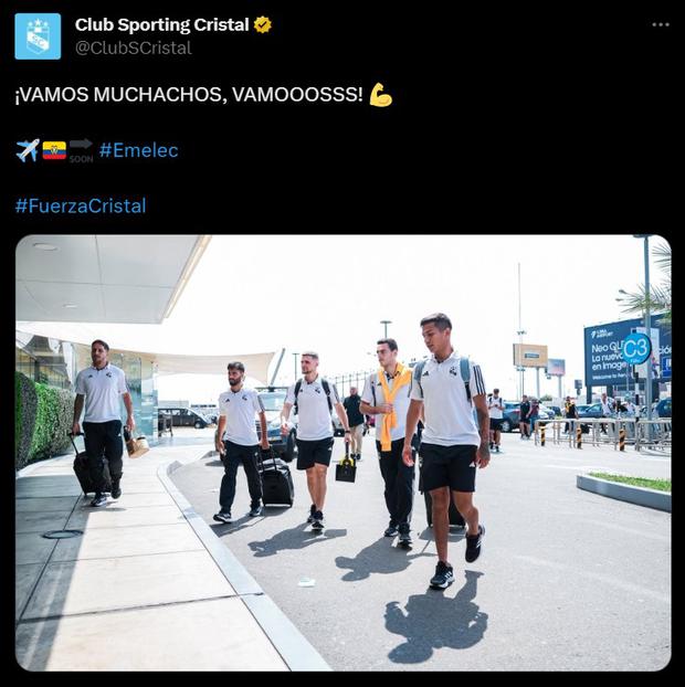 Sporting Cristal salió esta tarde rumbo a Guayaquil, para duelo contra Emelec. (Foto: Twitter)