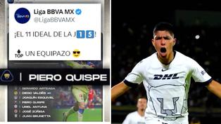 Piero Quispe es elegido en el 11 ideal de la fecha en la Liga MX tras su primer gol con Pumas