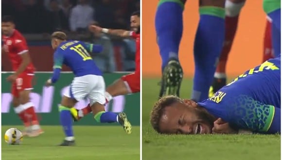 Neymar fue víctima de fuerte falta en el Brasil vs. Túnez. (Foto: Captura)