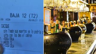 El inesperado ticket que recibió un hombre luego de hacer un pedido en un bar