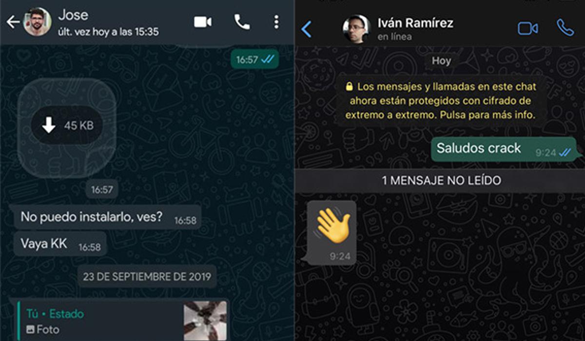 Estas serían algunas comparaciones entre el modo oscuro de Android y el iPhone de WhatsApp. (Foto: WABeta Info)