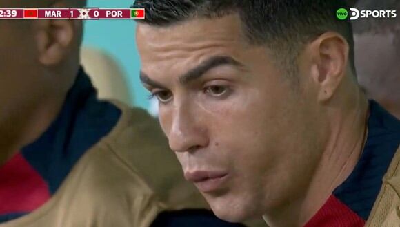 Así fue la reacción de Cristiano Ronaldo tras el gol de Marruecos vs. Portugal. (Foto: captura Directv)