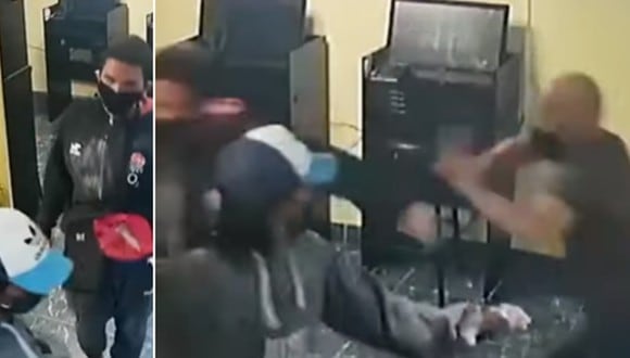 Dueño de agencia de lotería desarmó a ladrones y los sacó corriendo. (Foto: Telefe Noticias / YouTube)