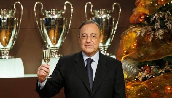 El presidente del club, Florentino Pérez, brindó por un año exitoso. (Real Madrid)