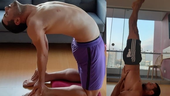 Sebastián Penco practica el stretching durante la cuarentena. (Instagram)