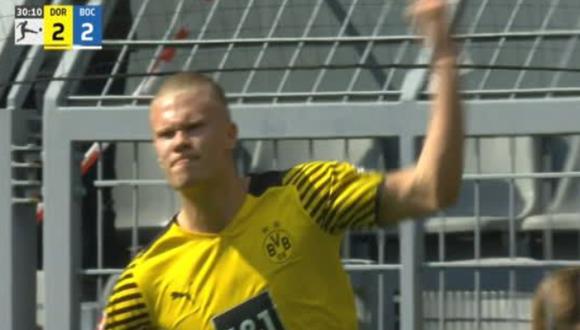 El atacante noruego emparejó el marcador a favor de Borussia Dortmund frente a Bochum por la Bundesliga. Foto: ESPN.