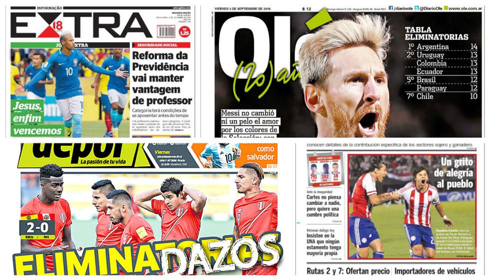 Las portadas de Sudamérica jugada la fecha 7 de las Eliminatorias Rusia 2018.