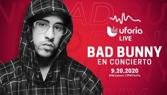 Este domingo 20 de septiembres podrás ver en vivo AQUÍ el concierto gratuito de Bad Bunny (Foto: Uforia)