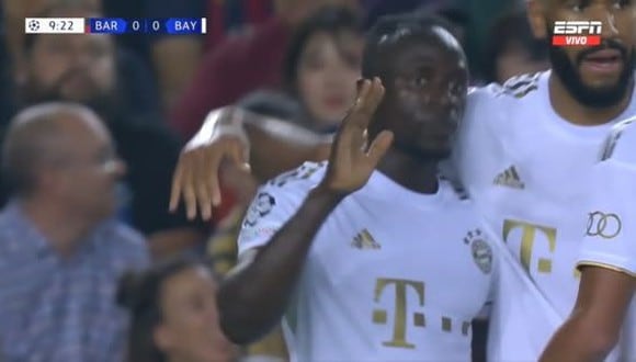 Sadio Mané anotó el 1-0 para Bayern Múnich vs. Barcelona. (ESPN)