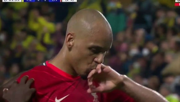 Fabinho anotó el gol del descuento (2-1)  del partido entre Liverpool y Villarreal