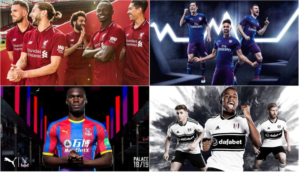 Las camisetas de los 20 equipos de la Premier League en la temporada 2018-2019.