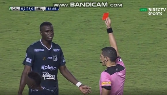 Carlos Lucumí y Daniel Luna fueron expulsados en el Melgar vs. Deportivo Cali por Copa Sudamericana. (Foto: Captura DIRECTV)