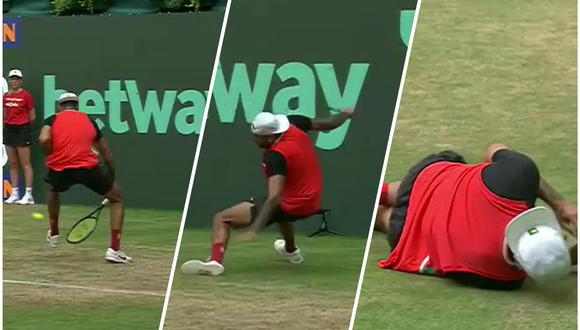 Nick Kyrgios sufrió accidente durante la semifinal del Halle Open. (Foto: Captura)