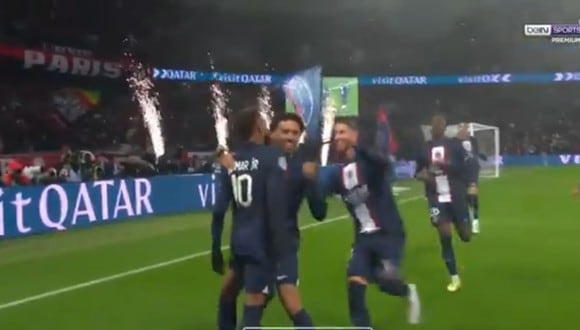 Marquinhos anotó el 1-0 de PSG vs. Estrasburgo por la Ligue 1. (Captura: beIN Sports)