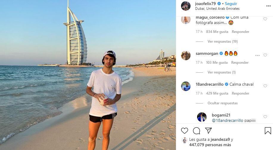 Joao Félix presume de su día libre en Dubái.