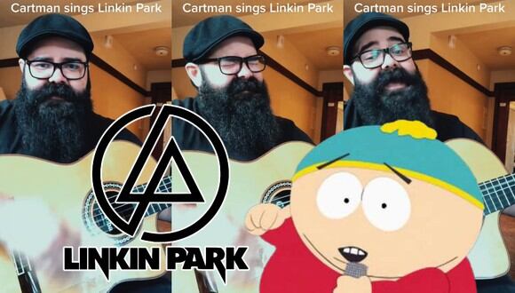 Un video viral tiene como protagonista a un músico que hace covers de conocidas canciones con la voz de Eric Cartman, uno de los protagonistas de South Park. | Crédito: @fernandoufre / TikTok / Composición