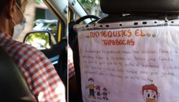 La carta de la niña que pide proteger a su padre taxista del COVID-19 dio la vuelta al mundo. (Foto: @luisalizcano98 / Twitter)