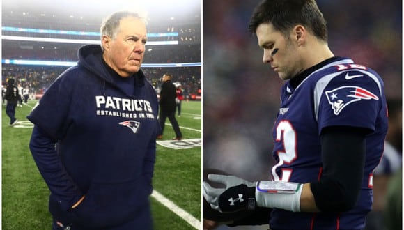 Bill Belichick y Tom Brady, entrenador y mariscal de campo de los Patriots. (Foto: Getty Images)