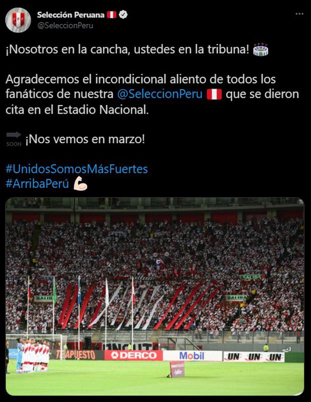 El mensaje de la Selección Peruana a los hinchas. (Foto: Twitter)