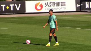 Cristiano Ronaldo es protagonista en el entrenamiento de Portugal tras fichar por el United