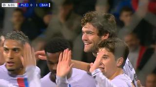 Se estrenó con el gol: Marcos Alonso marcó 1-0 del Barcelona ante Viktoria Plzen [VIDEO]