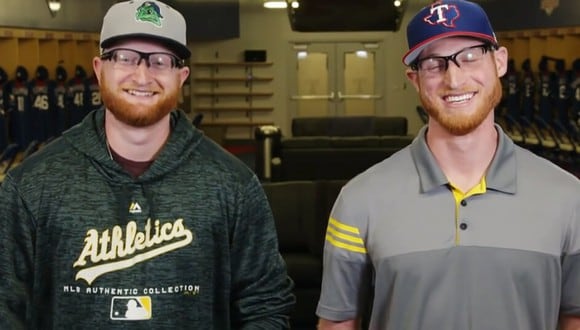 Dos beisbolistas de las ligas menores de Estados Unidos sorprendieron a las redes sociales con su increíble parecido que hizo creer a más de uno que eran gemelos separados al nacer. (Foto: Inside Edition en YouTube)