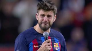 Las incontrolables lágrimas  de Piqué mientras se despedía del Barcelona en el Camp Nou [VIDEO]