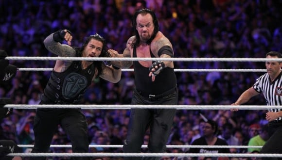 'Taker' peleando contra Roman en WrestleMania 33. (Foto: WWE)