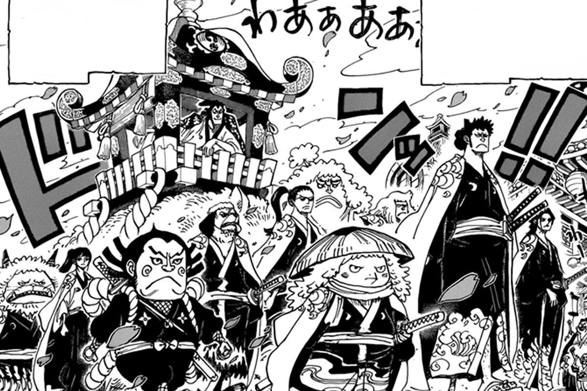 Kozuki Oden con sus samiráis bien entrenados y con muchos conocimientos en todos los temas (Foto: Shueisha)