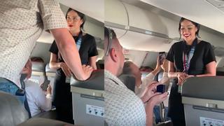 ¿El hombre perfecto? Aeromoza recibió propuesta de matrimonio en avión antes del despegue [VIDEO]