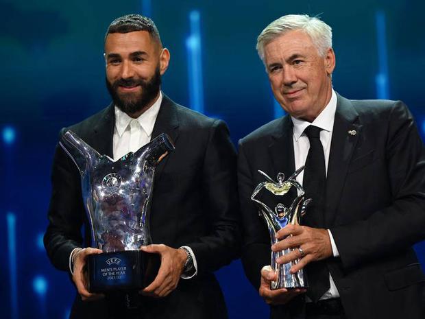 Karin Benzema y Carlo Ancelotti fueron nombrados los mejores de la UEFA.  (Foto: UEFA)